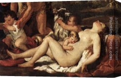 Bacchus And Ariadne Canvas Paintings - The Nurture of Bacchus [detail 1] by Nicolas Poussin